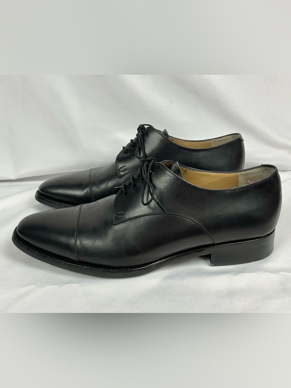 Jack Erwin Black Cap Toe Oxford Dress Shoe Leather Sz 10 Derby Lace Up